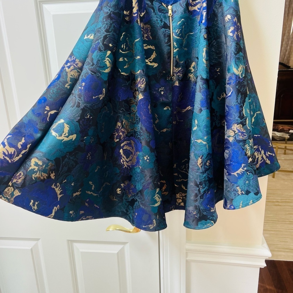 NWT ABS Elegant Blue and Gold dress with cutout back size 7 - Picture 10 of 13